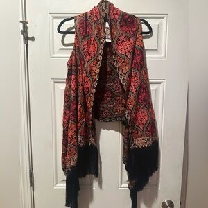 Sumitra Chic Multicolor Cape with Fringe-New with tag
